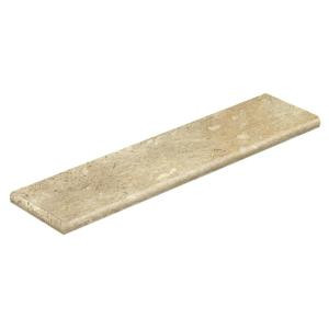Cap A Tread Vanilla Travertine 94 in. Length x 12-1/8 in. Deep x 1-11/16 in. Height Laminate Left Return to Cover Stairs 1 in. Thick-016244568 206999993