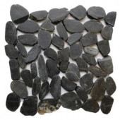 Islander Black 12 in. x 12 in. Sliced Natural Pebble Stone Floor and Wall Tile-20-1-006 205916326