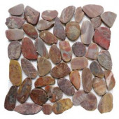 Islander Red Sapphire 12 in. x 12 in. Sliced Natural Pebble Stone Floor and Wall Tile-20-1-009 205916328