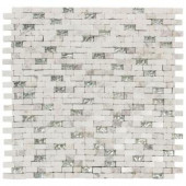 Jeffrey Court Vision Mini Brick 11.75 in. x 12 in. x 8 mm Glass/White Marble Mosaic Wall Tile-99722 204659689