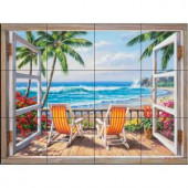 The Tile Mural Store Tropical Terrace 24 in. x 18 in. Ceramic Mural Wall Tile-15-1859-2418-6C 205842855