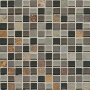Daltile Slate Radiance Flint 12 in. x 12 in. x 8 mm Glass and Stone Mosaic Blend Wall Tile-SA5511MS1P 203719622