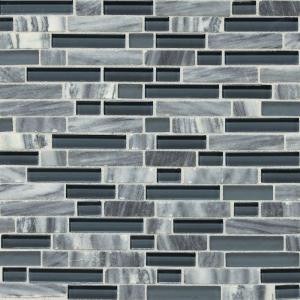 Daltile Stone Radiance Glacier Gray 11-3/4 in. x 12-1/2 in. Glass and Stone Mosaic Blend Wall Tile-SA5958RANDMS1P 203719325