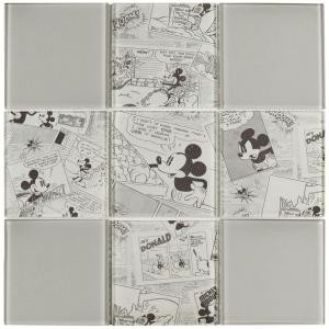 Disney Mickey Vintage 11-3/4 in. x 11-3/4 in. x 5 mm Glass Mosaic Tile-WDSMKY45 206638292