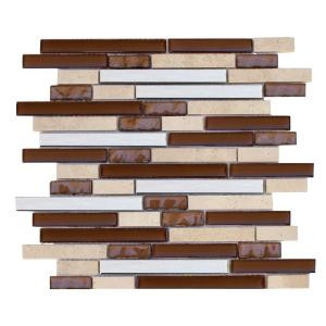 Instant Mosaic Upscale Designs Mesh-Mounted Glass Mosaic Wall Tile - 3 in. x 12 in. Tile Sample-SAMPLE02-046 206585392