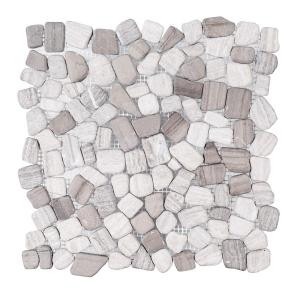 Jeffrey Court Bailey Grey Pebble 12 in. x 12 in. x 10 mm Honed Marble Stone Mosaic Tile-98995 207135962