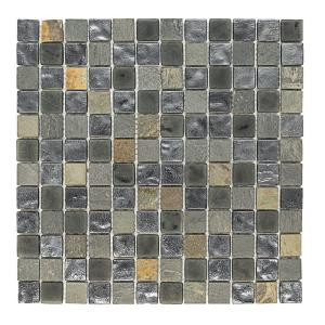 Jeffrey Court Black Gold Medley 12 in. x 12 in. x 8 mm Glass Slate Mosaic Floor and Wall Tile-99204 202050764