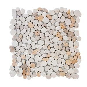 Jeffrey Court Creama River Rock Mosaic 12 in. x 12 in. x 10 mm Marble Mosaic Wall Tile-99052 202273493