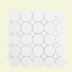 Jeffrey Court Retro Octagon White Dot 11-1/2 in. x 11-1/2 in. x 6 mm Porcelain Mosaic Tile-96025 207089039