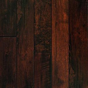 Millstead Take Home Sample - Hand Scraped Maple Chocolate Solid Hardwood Flooring - 5 in. x 7 in.-MI-103114 203193677