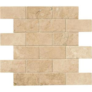 MS International Crema Cappuccino 12 in. x 12 in. x 10 mm Polished Marble Mesh-Mounted Mosaic Tile (10 sq. ft. / case)-CRECAP-2X4P 300333814