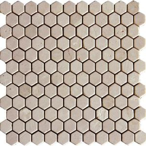 MS International Crema Marfil 12 in. x 12 in. x 10 mm Tumbled Marble Mesh-Mounted Mosaic Tile (10 sq. ft. / case)-SMOT-CREM-1HEX 202508320