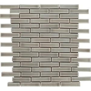MS International Dove Gray Brick 12 in. x 12 in. x 8 mm Ceramic Mesh-Mounted Mosaic Wall Tile-PT-DG-BRK 204688436