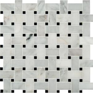 MS International Greecian White Basketweave 12 in. x 12 in. x 10 mm Polished Marble Mesh-Mounted Mosaic Tile (10 sq. ft. / case)-SMOT-GRE-BWP 300051497