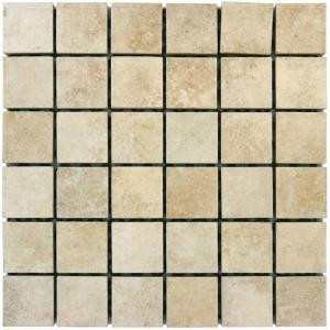 MS International Travertino Beige 12 in. x 12 in. x 10 mm Porcelain Mesh-Mounted Mosaic Floor and Wall Tile (8 sq. ft. / case)-NTRAVBEGMOT2X2 202194547