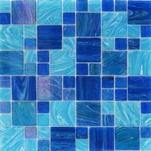 Splashback Tile Aqua Blue Ocean French Pattern Glass Floor and Wall Tile - 3 in. x 6 in. Tile Sample-S1C5HDAQBLUOCNFR 206656075