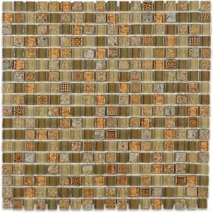 Splashback Tile Aztec Art Flaxseed 12 in. x 12 in. x 8 mm Glass Floor and Wall Tile-AZTEC ART FLAXSEED GLASS TILES 203288553