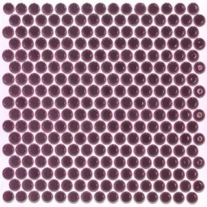 Splashback Tile Bliss Edged Penny Round Polished Plum Ceramic Mosaic Floor and Wall Tile - 3 in. x 6 in. Tile Sample-T1C1 206497038
