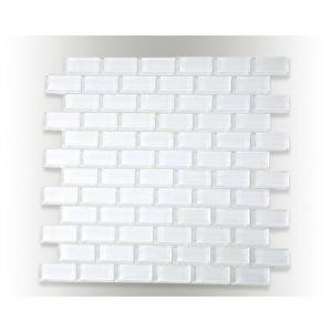 Splashback Tile Contempo Bright White Polished 12 in. x 12 in. x 8 mm Glass Mosaic Floor and Wall Tile-CONTEMPO BRIGHT WHITE POLISHED 1X2 203061466