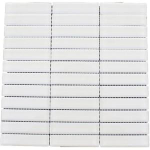 Splashback Tile Contempo Bright White Polished 12 in. x 12 in. x 8 mm Glass Mosaic Floor and Wall Tile-CONTEMPO BRIGHT WHITE POLISHED 1 X 4 203061467