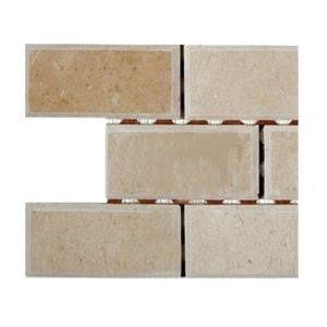 Splashback Tile Crema Marfil 2 in. x 4 in. Chamfered Marble Mosaic Tile Sample-L3C2 203217980