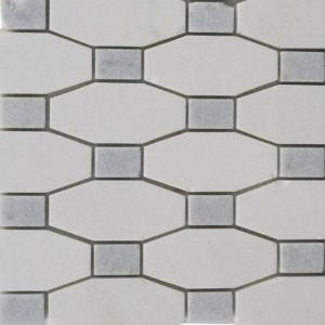 Splashback Tile Diapson White Thassos with Blue Celeste Dot Polished Marble Tile - 3 in. x 6 in. Tile Sample-L2C3DIATASBLDT 206823039