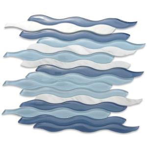 Splashback Tile Flow Wave 12 in. x 11-1/2 in. x 8 mm Glass and Marble Mosaic Tile-FLOWWAVE 206496890