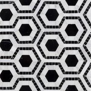 Splashback Tile Kosmos Black and Asian Statuary Hexagon 11-3/4 in. x 11-3/4 in. x 10 mm Polished Marble Mosaic Tile-KOSASNSTAHX 206675383