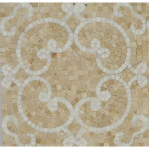 Splashback Tile Marquess Thassos and Crema 12 in. x 12 in. x 10 mm Polished Marble Mosaic Tile-HD-MQSTHASCRM 206641655