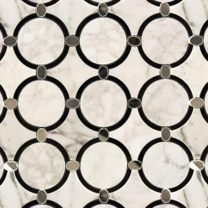 Splashback Tile Steppe Aeternum 10-3/4 in. x 10-3/4 in. x 10 mm Polished Marble and Glass Waterjet Mosaic Tile-STPATERM 206705819