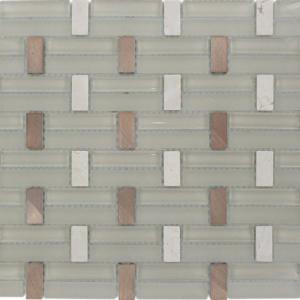 Splashback Tile Weave Mountain Path Polished Glass, Marble and Metal Tile - 3 in. x 6 in. Tile Sample-L3D9WEVMTNPHT 206822955