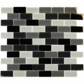 Black Blend 12 in. x 12 in. x 8 mm Glass Mesh-Mounted Mosaic Tile (10 sq. ft. / case)-SMOT-GLSBRK-BLK 202515363
