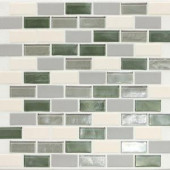 Daltile Coastal Keystones Caribbean Palm Brick Joint 12 in. x 12 in. x 6 mm Glass Mosaic Floor and Wall Tile-CK8721BJPM1P 203719352