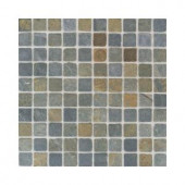 Daltile Indian Multicolor 12 in. x 12 in. x 9-1/2 mm Tumbled Slate Mosaic Floor and Wall Tile (5 sq. ft. / case)-TS7011MS1P 202665726