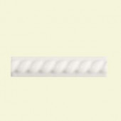 Daltile Semi-Gloss White 1 in. x 6 in. Ceramic Rope Liner Accent Wall Tile-010016ROPEN1P2 100678975