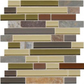 Daltile Slate Radiance Cactus 11-3/4 in. x 12-1/2 in. x 8 mm Glass and Stone Random Mosaic Blend Wall Tile-SA571RANDMS1P 203719631