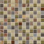 Daltile Slate Radiance Cactus 12 in. x 12 in. x 8 mm Glass and Stone Mosaic Blend Wall Tile-SA5711MS1P 203719630
