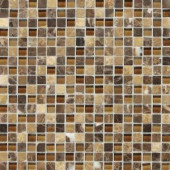Daltile Stone Radiance Butternut Emperador 12 in. x 12 in. x 8 mm Glass and Stone Mosaic Blend Wall Tile-SA605858MS1P 203719326