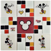 Disney Mickey and Minnie Multi 11-3/4 in. x 11-3/4 in. x 5 mm Glass Mosaic Tile-WDSMNM39 206638293