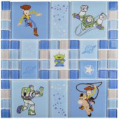 Disney Toy Story Blue 11-3/4 in. x 11-3/4 in. x 4 mm Glass Mosaic Tile-WDSTOY10 206638299