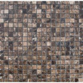 Emperador Cafe 12 in. x 12 in. x 10 mm Tumbled Marble Mesh-Mounted Mosaic Tile-THDW1-SH-EMP5/8 100664351