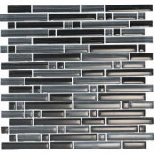 Epoch Architectural Surfaces Brushstrokes Nero-1501-S Strips Mosaic Glass 12 in. x 12 in. Mesh Mounted Tile (5 sq. ft. / case)-NERO-1501-S 203434335