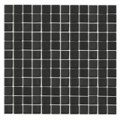 Epoch Architectural Surfaces Monoz M-Black-1401 Mosiac Recycled Glass Mesh Mounted Floor and Wall Tile - 3 in. x 3 in. Tile Sample-M-BLACK SAMPLE 203153245
