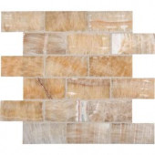 Honey 12 in. x 12 in. x 10 mm Polished Onyx Subway Mesh-Mounted Mosaic Tile-BRICK-HO8MM 202523629
