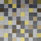 Instant Mosaic 12 in. x 12 in. Peel and Stick Brushed Stainless Champagne and Gold Metal Wall Tile-EKB-03-109 204312770