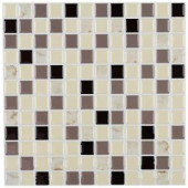 Instant Mosaic 12 in. x 12 in. Peel and Stick Mosaic Decorative Wall Tile in Shades of Brown and Tan Marble (6-Pack)-07107 207088632