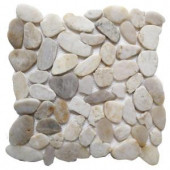 Islander White Shell 12 in. x 12 in. Sliced Natural Pebble Stone Floor and Wall Tile-20-1-007 205916321