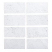 Jeff Lewis 3 in. x 6 in. Italian White Carrara Honed Marble Field Wall Tile (8-pieces/pack)-98450 207174580