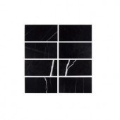 Jeff Lewis 3 in. x 6 in. Nero Marquina Polished Marble Field Wall Tile (8-pieces / pack)-98456 207174585