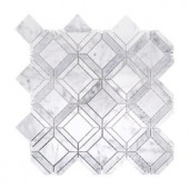 Jeff Lewis Carlyle Carrara 11-1/8 in. x 11-1/8 in. x 8 mm Marble Mosaic Tile-98478 207174621